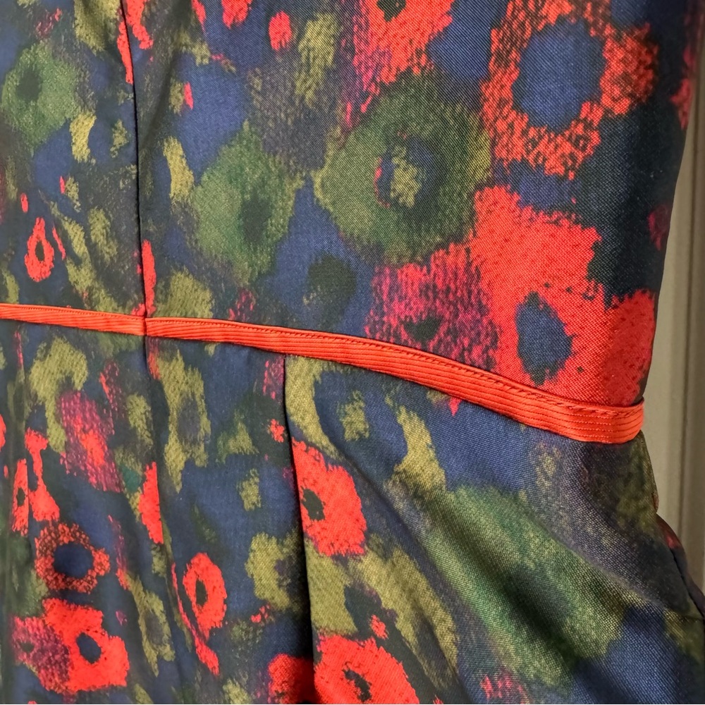 Lela Rose Red and Blue Floral Midi Dress - Picture 5 of 9